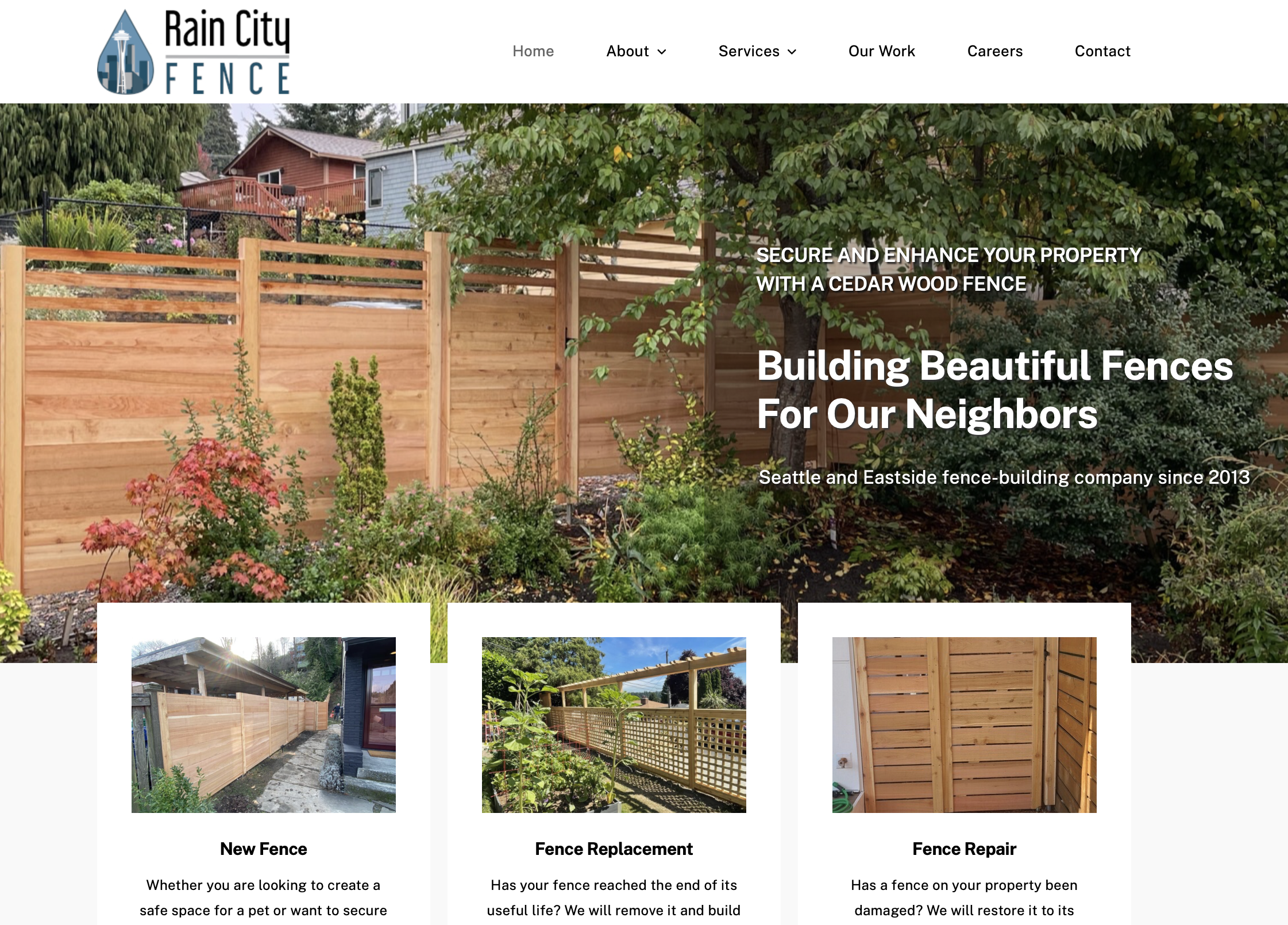 seattle affordable web design rain city fence